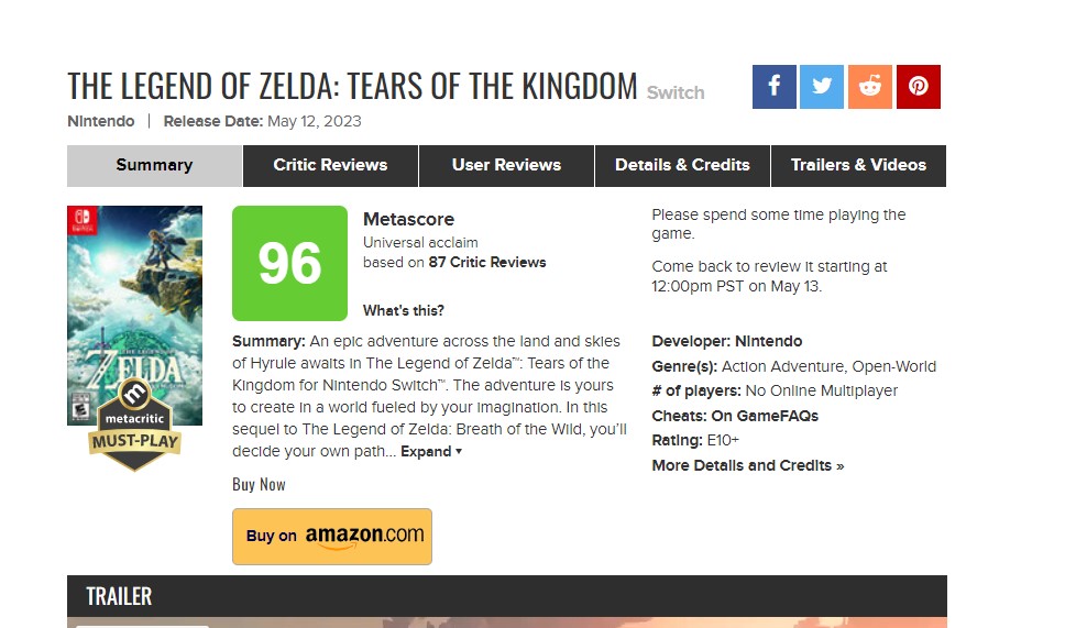 Tears of the Kingdom é um dos jogos mais bem avaliados de todos os tempos.  Veja o que a mídia polonesa publicou