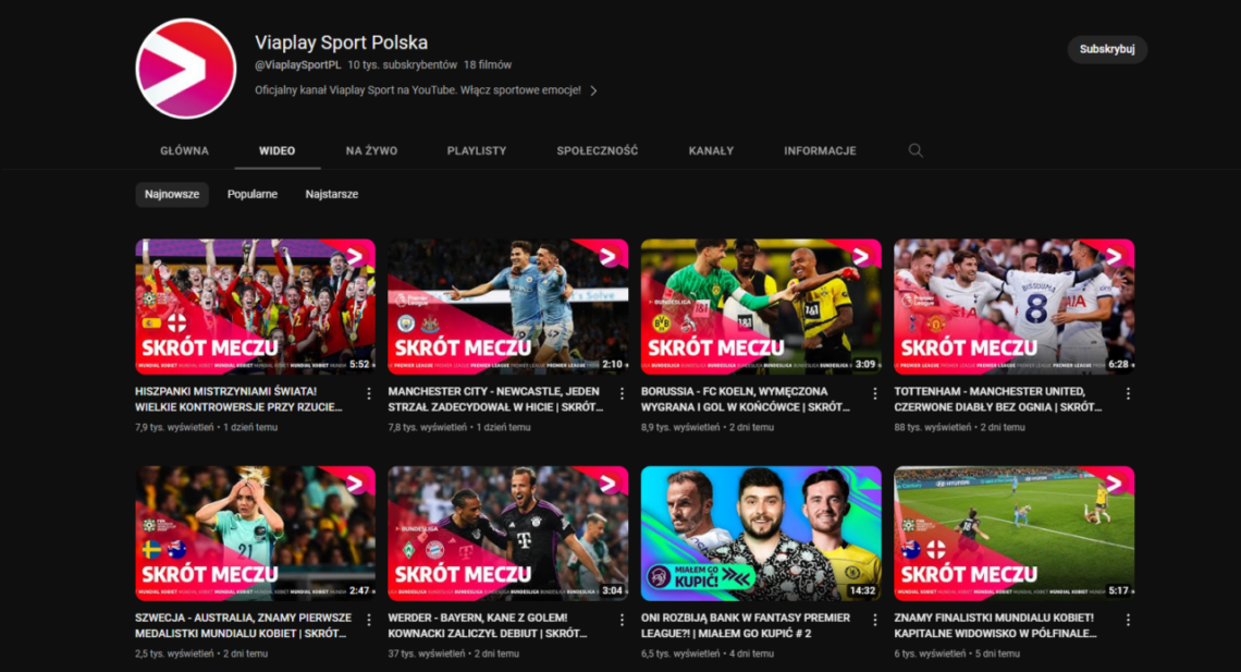 Viaplay tem um canal polonês no YouTube com destaques dos jogos e programas especializados
